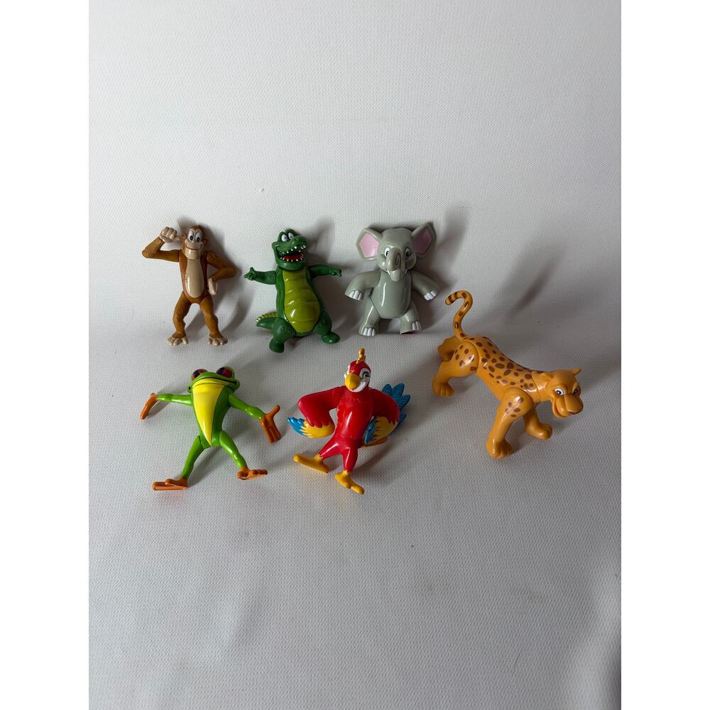 RFC Rainforest Cafe Poseable Figures PVC Lot of 6 Frog Monkey Macaw Elephant etc